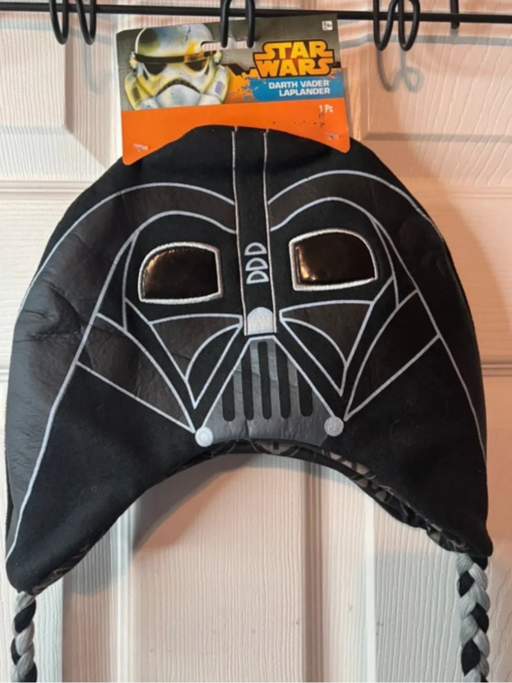 Star Wars Black Darth Vader Kids Earflap Hat with Braided Tassels